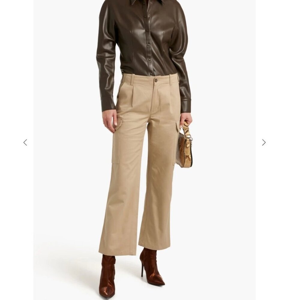 Nili Lotan Yannic Pleated Cotton Twill Cargo Pants 6 Dressy‎ Preppy Designer